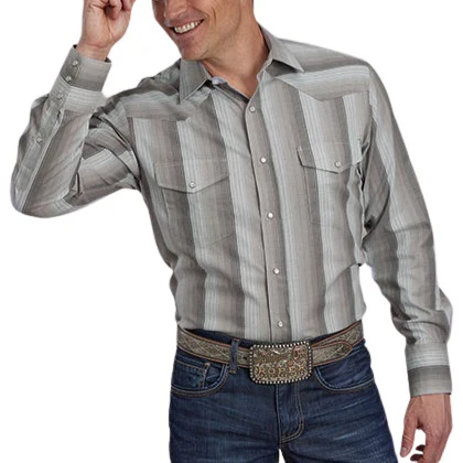 Roper Grey Stripe Men's Button Up 01-001-0044-0650