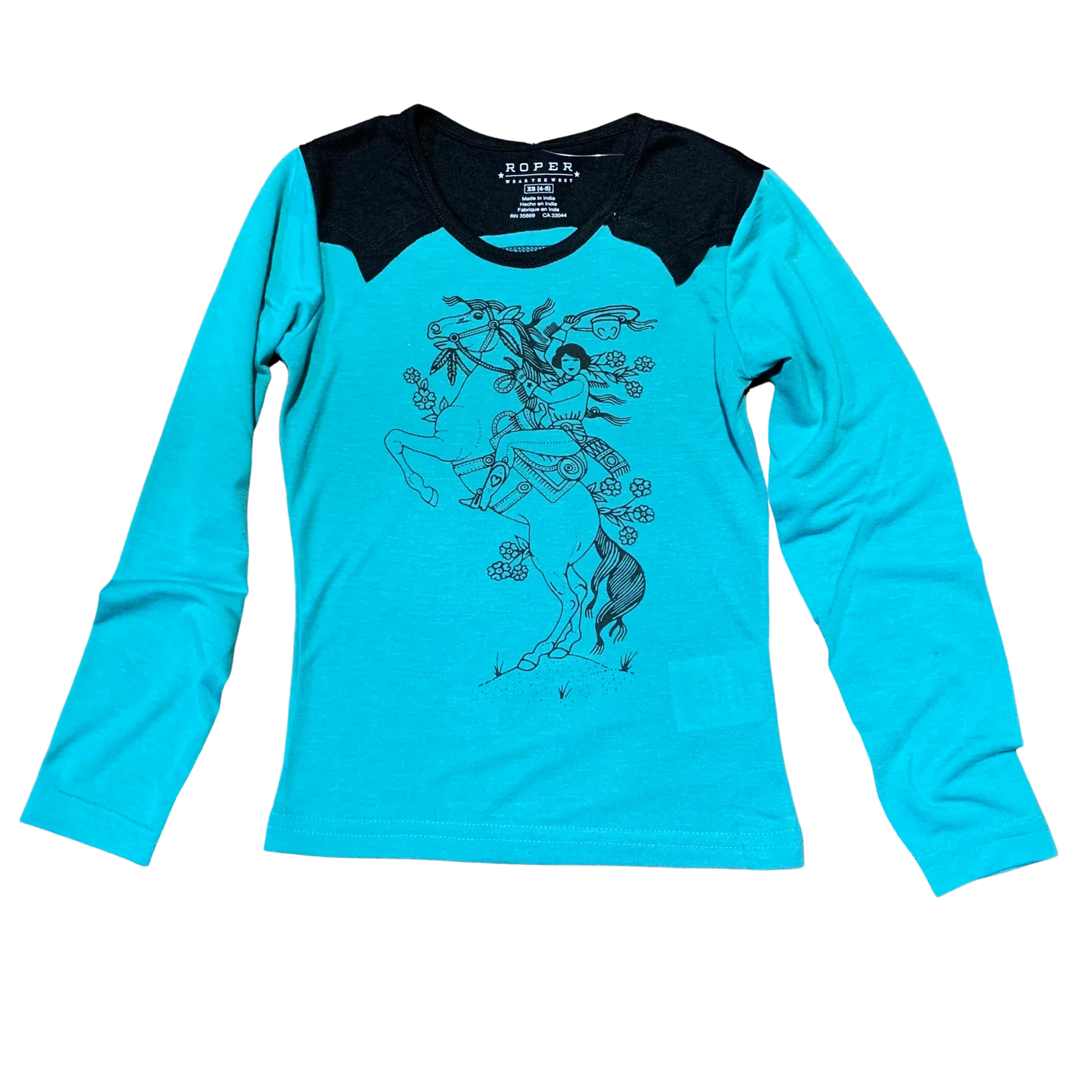 Roper Turquoise Cowgirl Girl's Long Sleeve 03-009-0514-6107 - Image 3