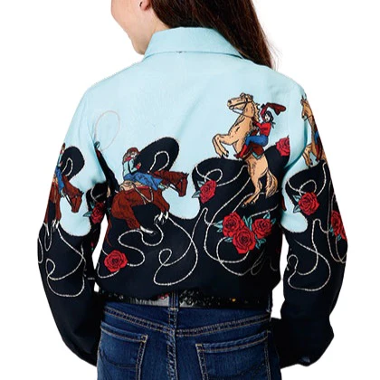 Roper Blue and Black Cowgirl Girl's Button Up 03-080-0590-6114 - Image 2