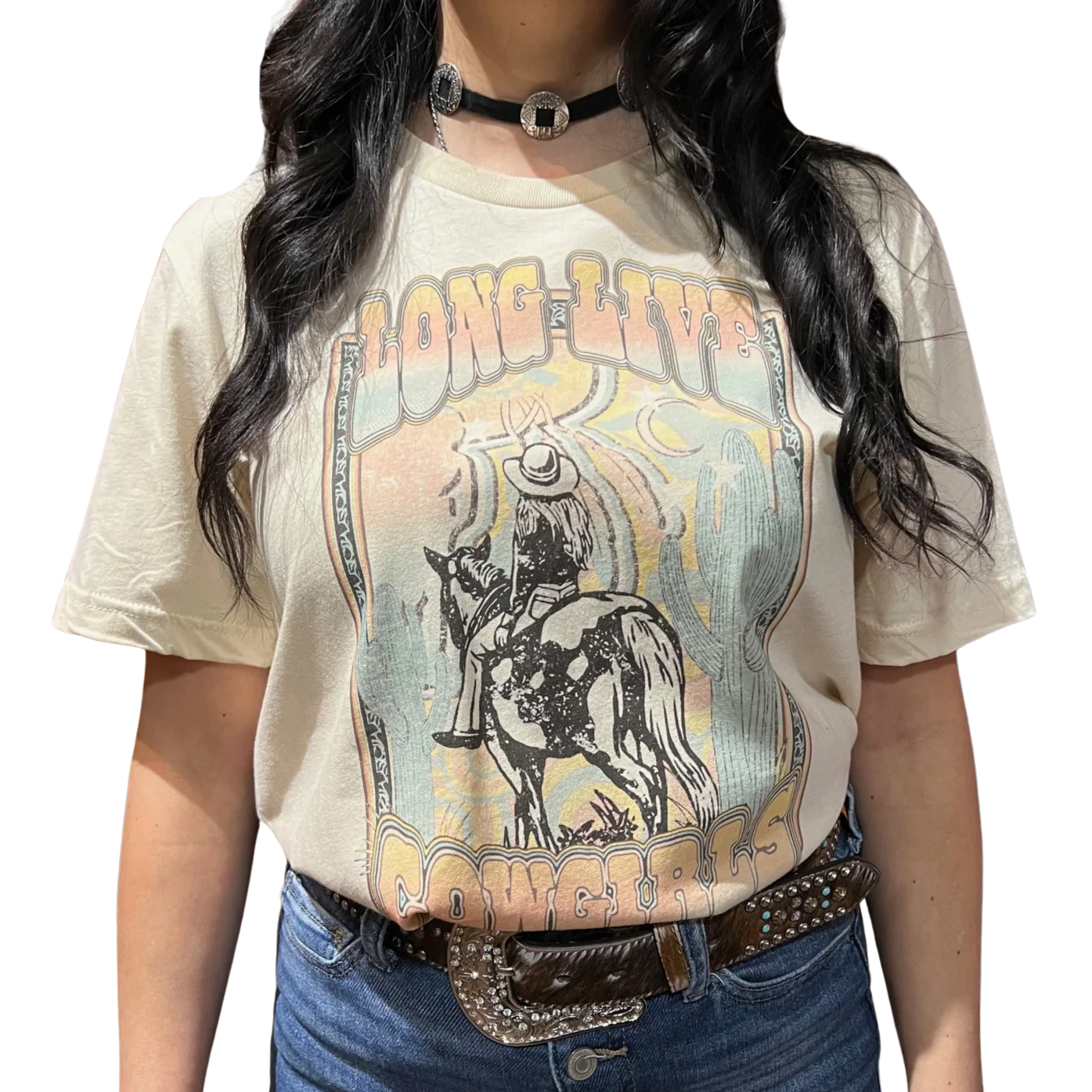 Lattimore Vintage Long Live Cowgirls Women's Tee 1027A