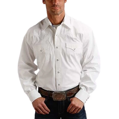 Stetson Poplin White Men’s Western Snap 11-001-0465-9354