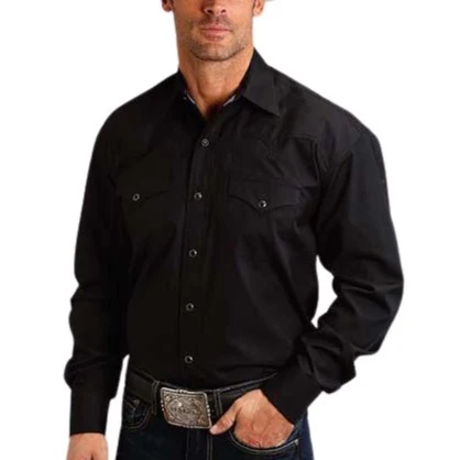 Stetson Poplin Black Men's Button Up 11-001-0465-9356