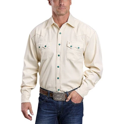 Stetson Classic Cream Denim Men's Western Snap 11-001-0465-9364