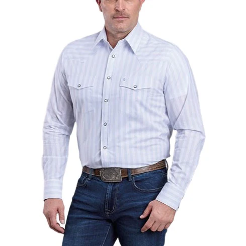 Stetson Classic Blue Stripe Men’s Western Snap 11-001-0476-9367