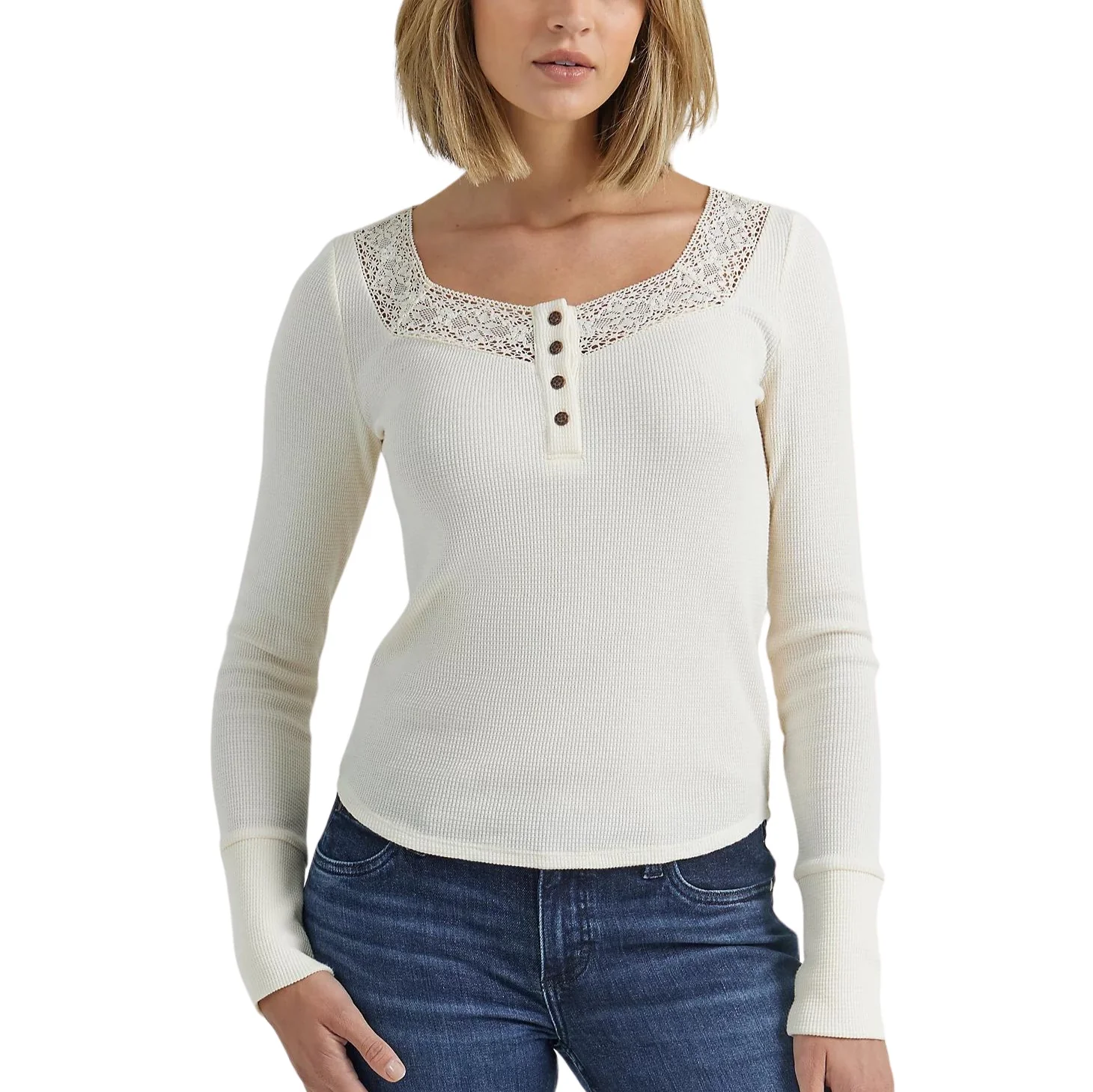 Wrangler Waffle Henley Women's Top 112352964
