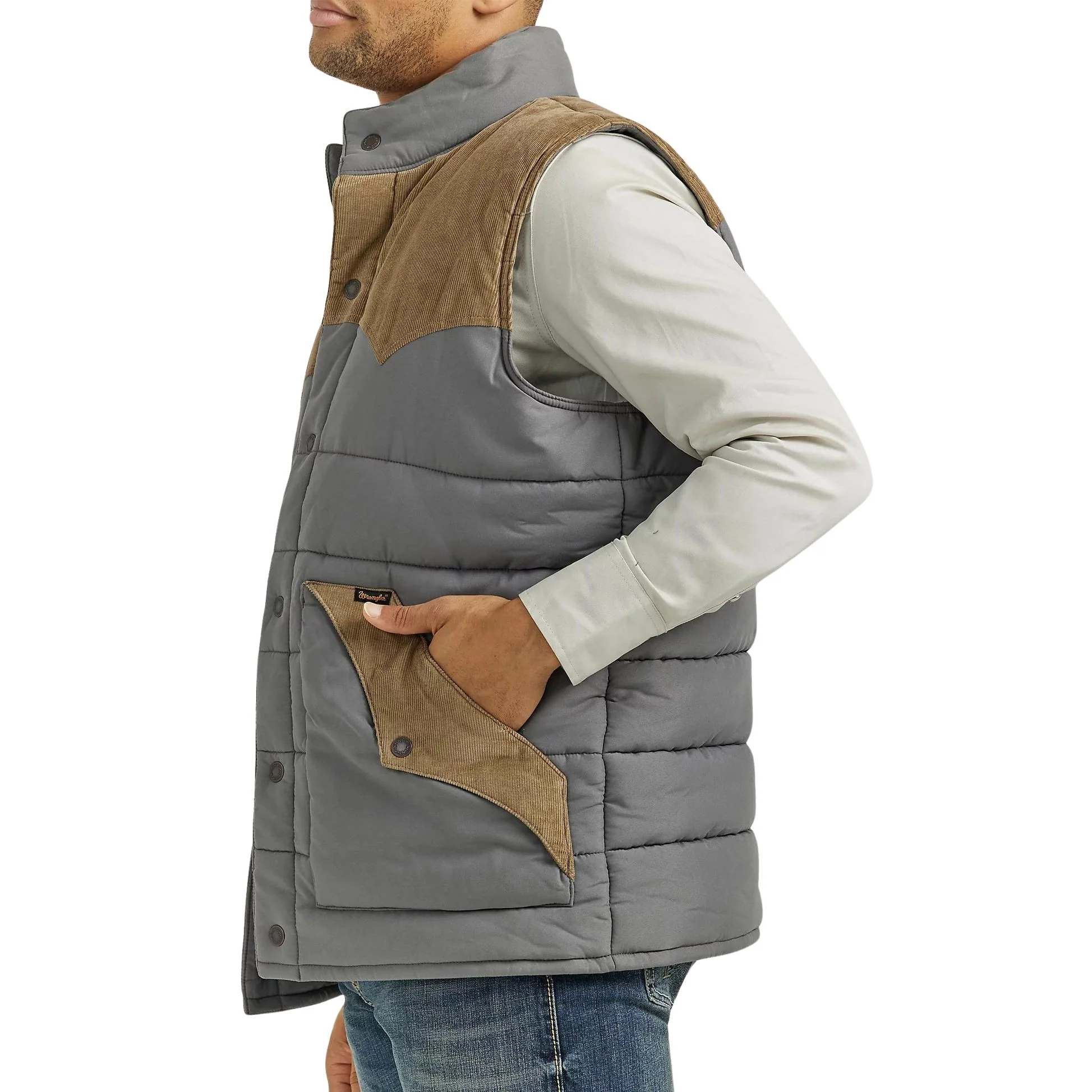 Wrangler Corduroy Yoke Men's Puffer Vest 112353406 - Image 3