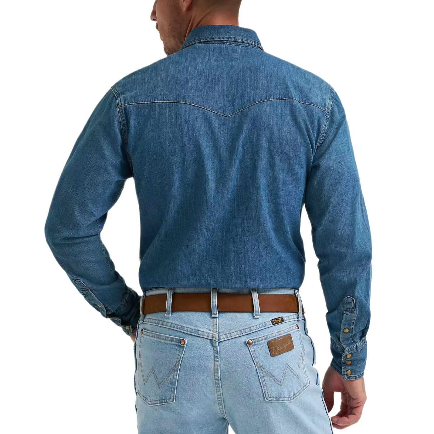 Wrangler Classic Denim Mid Wash Men's Western Snap 112361701 - Image 2