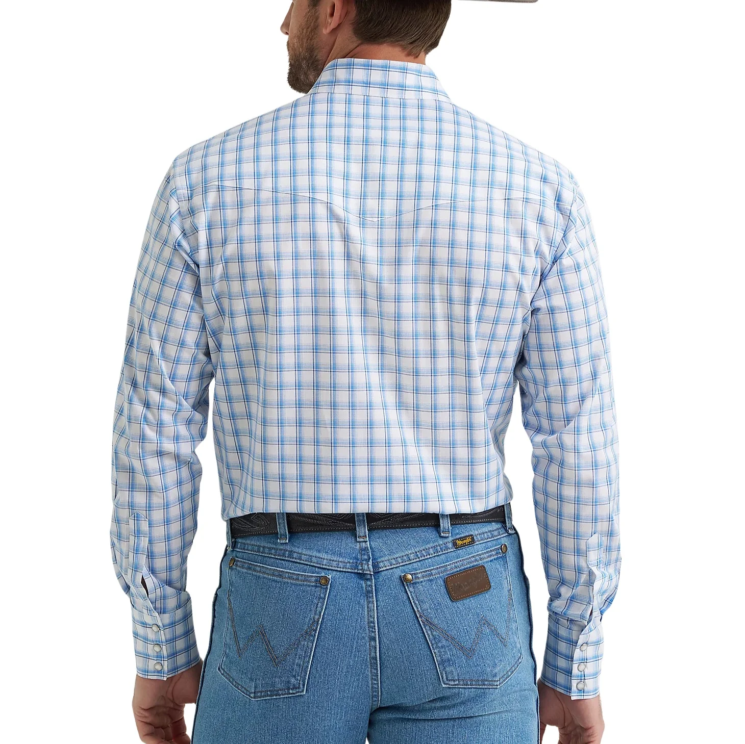 Wrangler True Blue Plaid Men's Western Snap 112369448 - Image 2