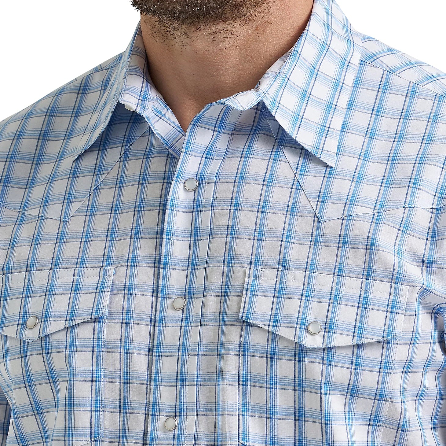 Wrangler True Blue Plaid Men's Western Snap 112369448 - Image 3