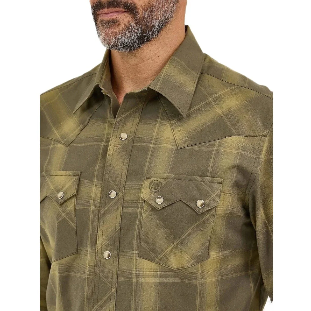 Wrangler Olive Plaid Men's Western Snap 112369543 - Image 3