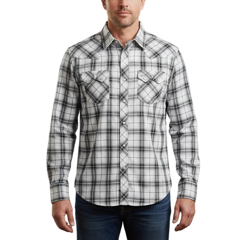 Wrangler Black Plaid Men's Western Snap 112378874