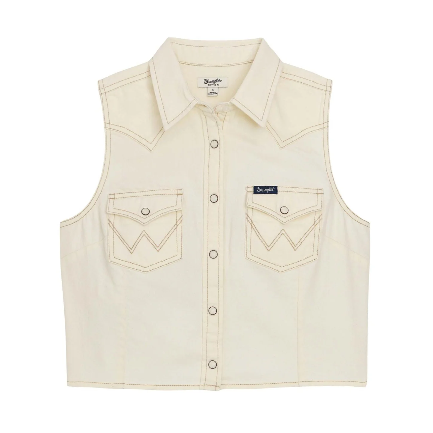 Wrangler White Denim Women's Crop Vest 112379493 - Image 2