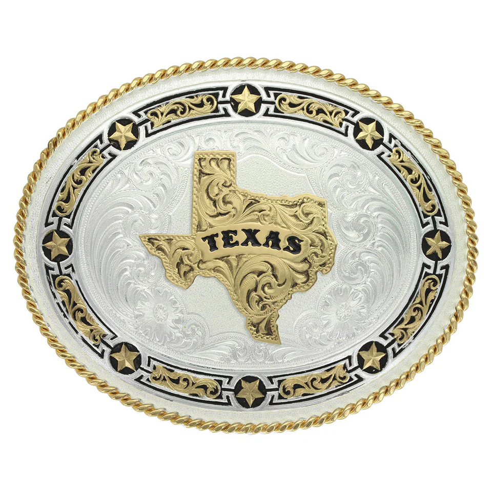 Star Links Western Belt Buckle with State of Texas 11310-610TX-BK