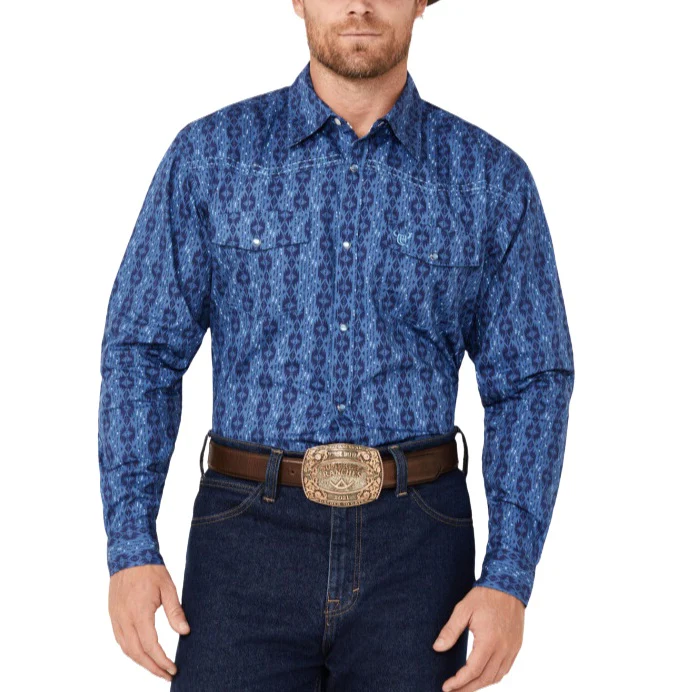 Cowboy Hardware Blue Tonal Men's Button Up 125518-400-M