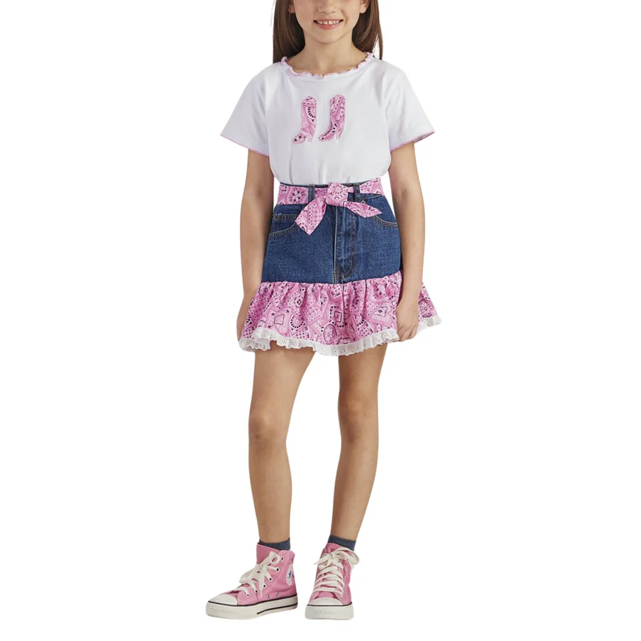 Kiddie Korral Pink Bandana Denim Girl's Set - Image 2