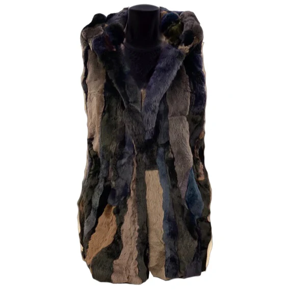 Morris Kaye Multi-Colored Rabbit Fur Women's Vest 19050 - Image 2