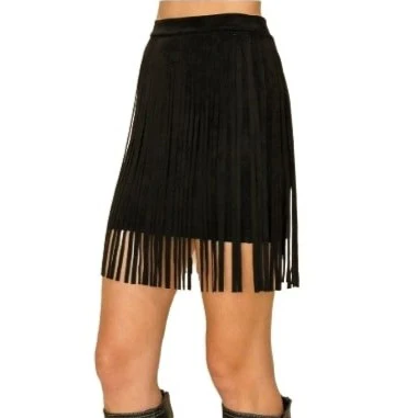Vocal Suede Fringe Mini Women's Skirt 20250SK - Image 2