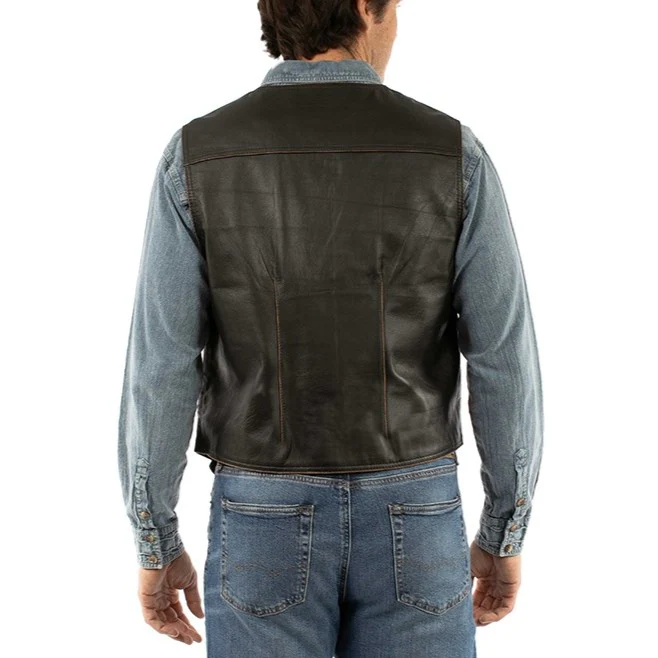 Scully Chocolate Leather Men's Vest 2111-259 - Image 2