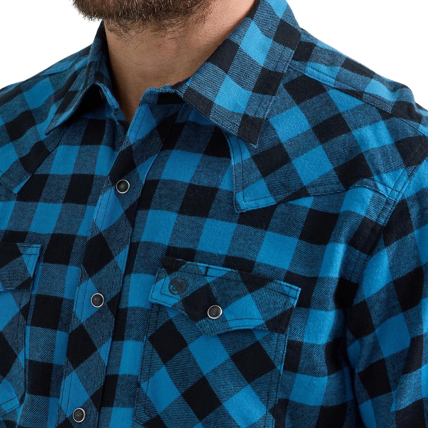 Wrangler Checker Azul Men's Button Up 2351489 - Image 2