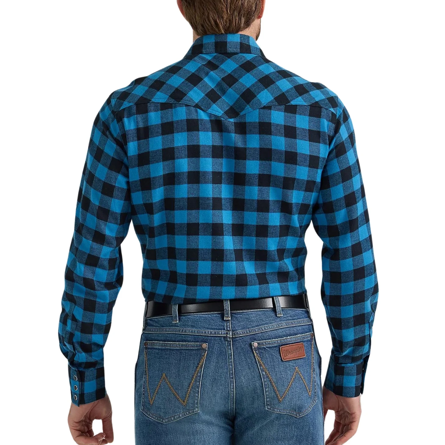 Wrangler Checker Azul Men's Button Up 2351489 - Image 3