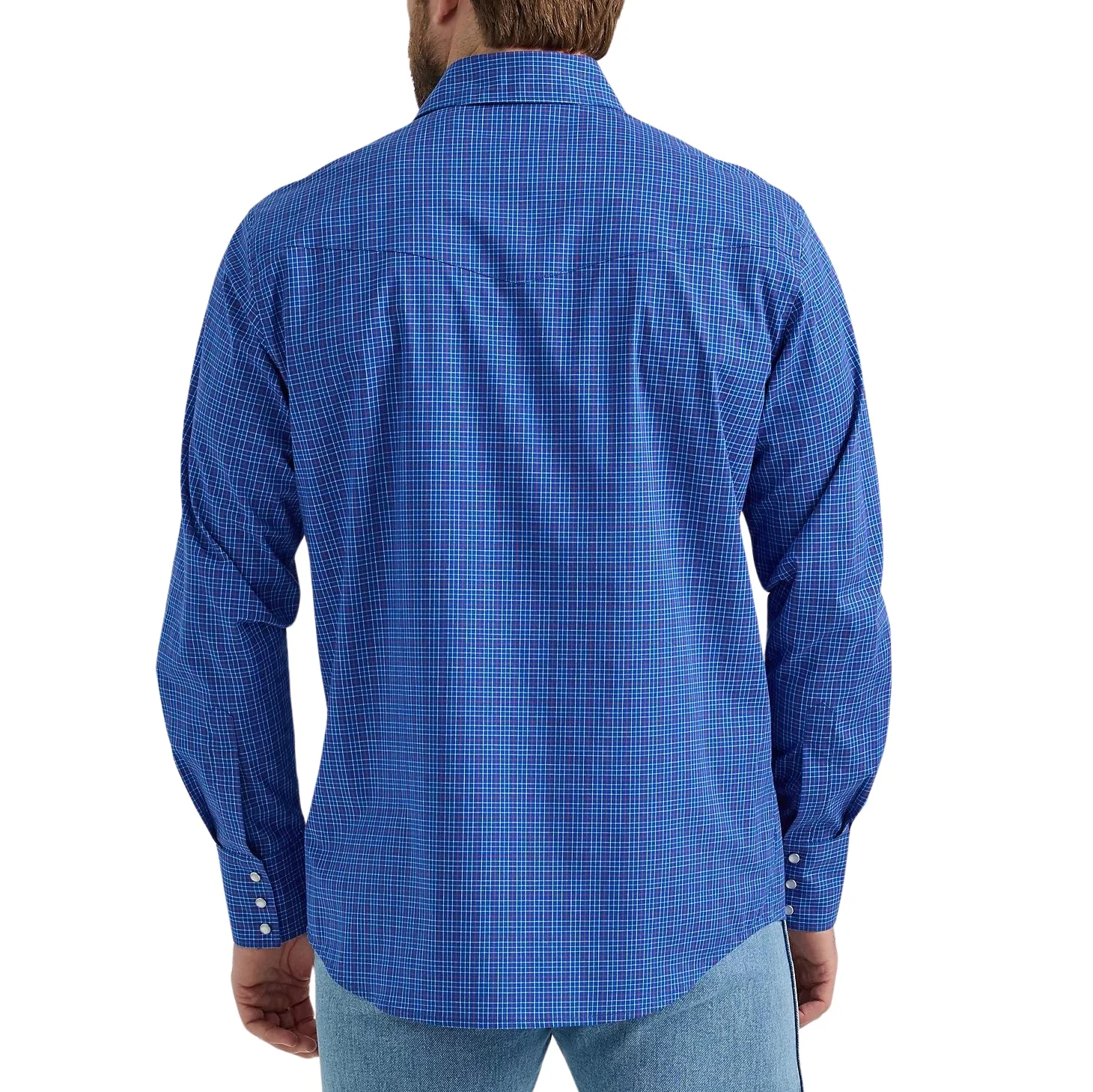 Wrangler Wrinkle Resist Plaid Blue Men's Button Up 2351595 - Image 2