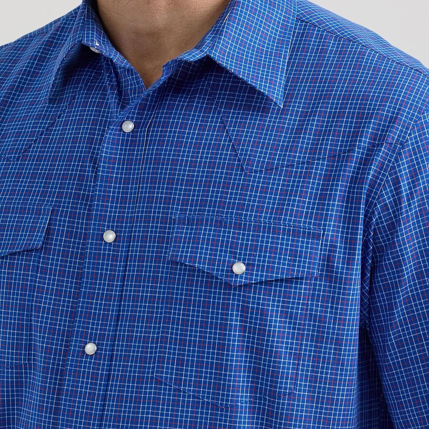 Wrangler Wrinkle Resist Plaid Blue Men's Button Up 2351595 - Image 3