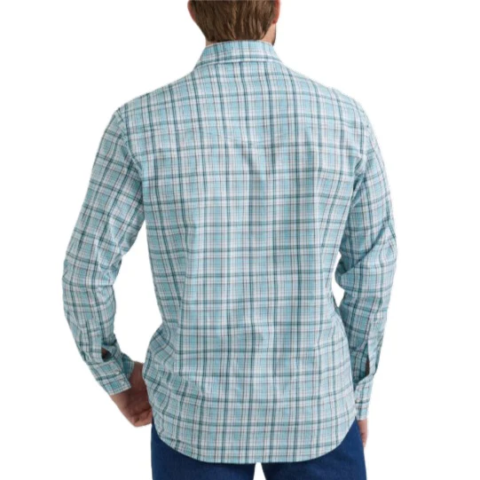 Wrangler Wrinkle Resist Plaid Light Blue Men's Button Up 2351599 - Image 2