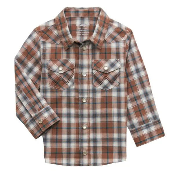 Wrangler Brown Plaid Boy's Top 2352741