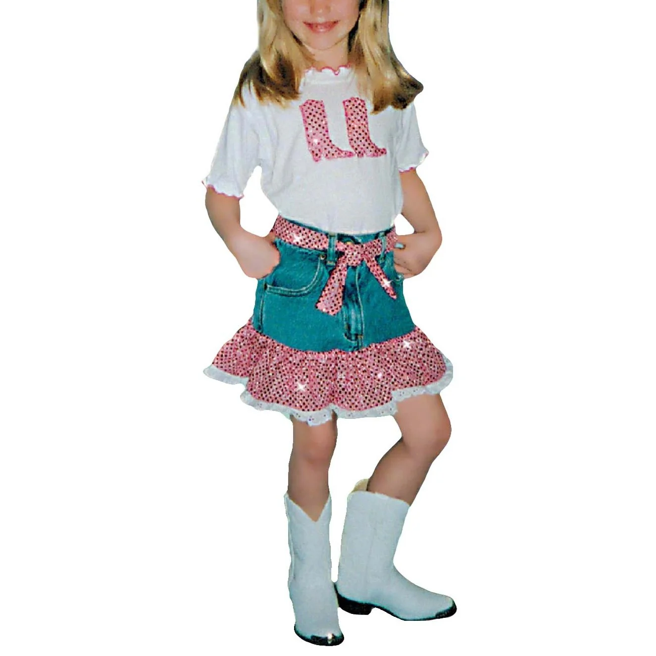 Kiddie Korral Pink Sequin Denim - Image 2