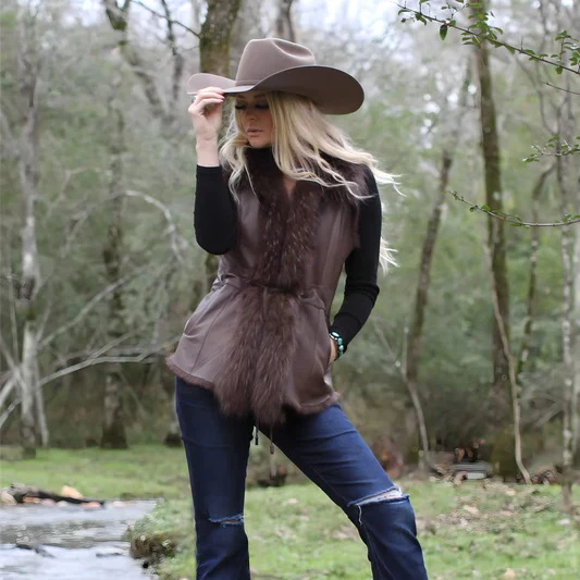 Morris Kaye Dark Brown Shearling Fox Vest 2705V - Image 3