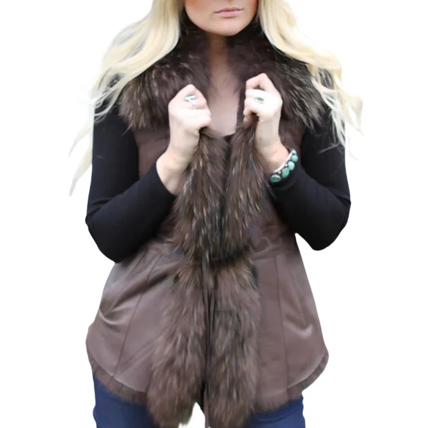 Morris Kaye Dark Brown Shearling Fox Vest 2705V - Image 5