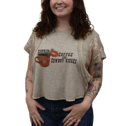 Liberty Wear Coffee and Cowboy Kisses Women's Top 272605