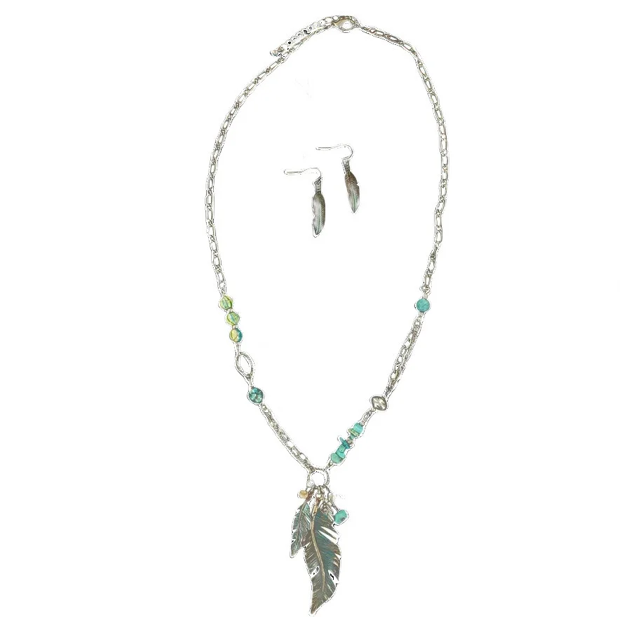 Blazin Roxx Feather Necklace & Earring Set 30850