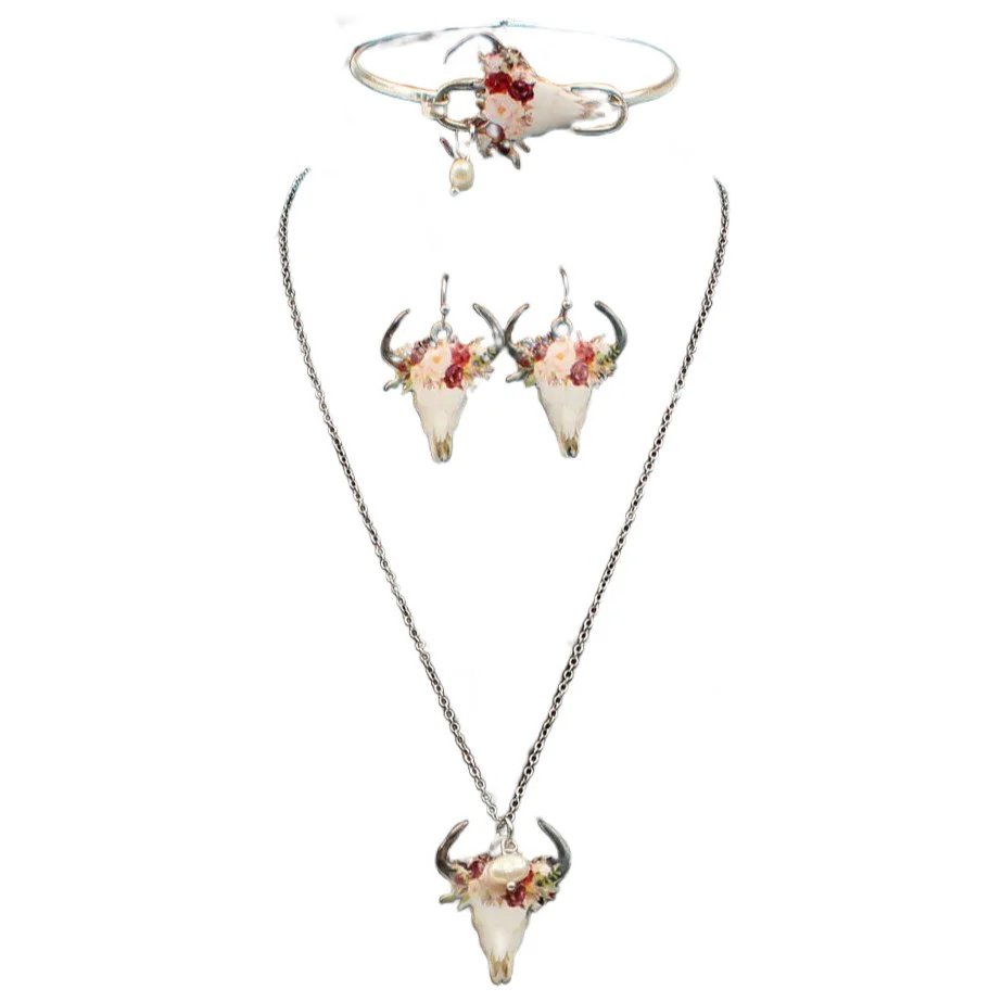 Blazin Roxx Cow Skull Floral Set 30947
