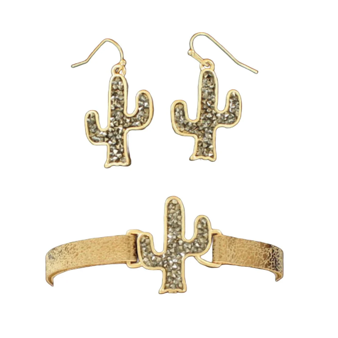 Blazin Roxx Crystal Cactus Earring & Bracelet Set 30958