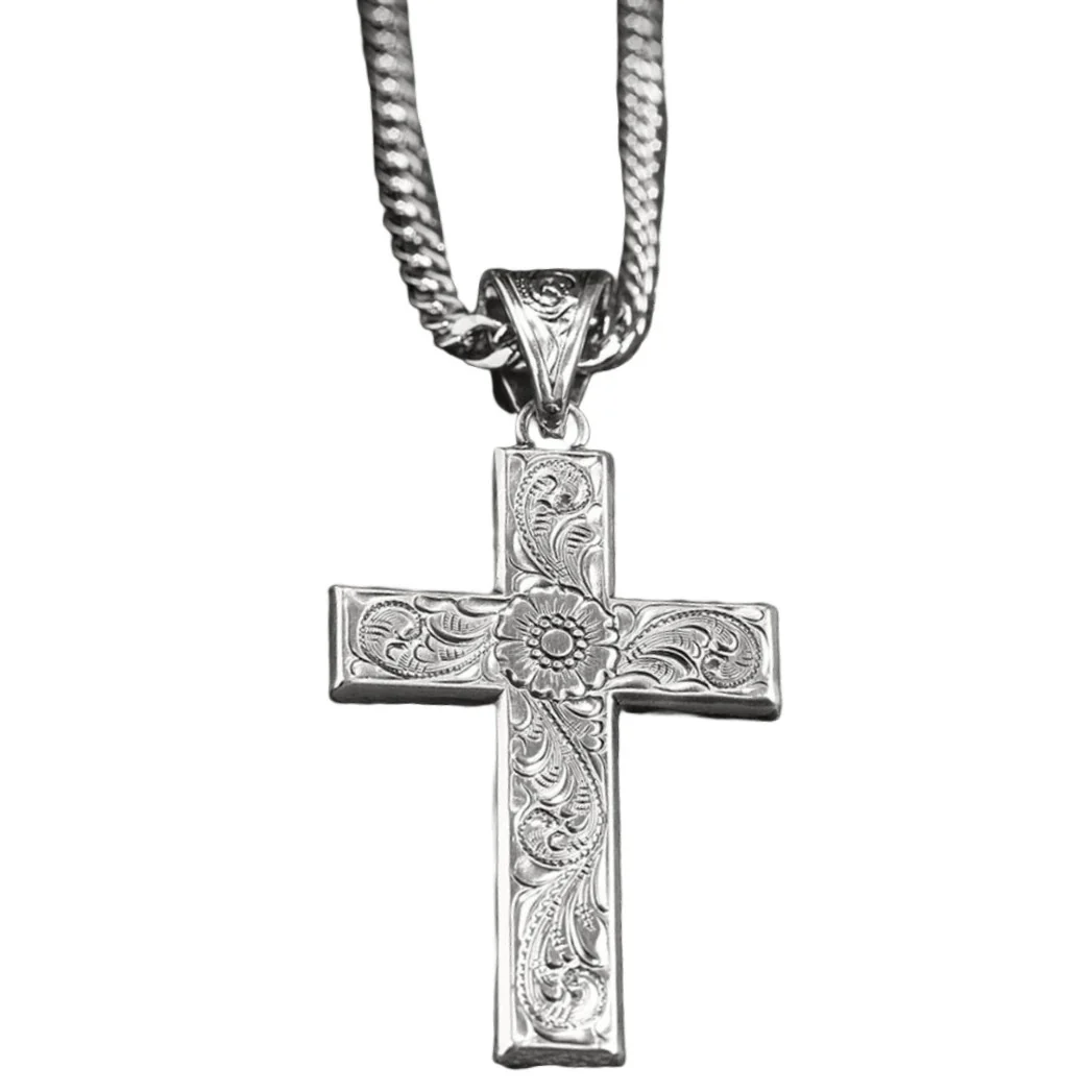 Twister Silver Cross Necklace 32106