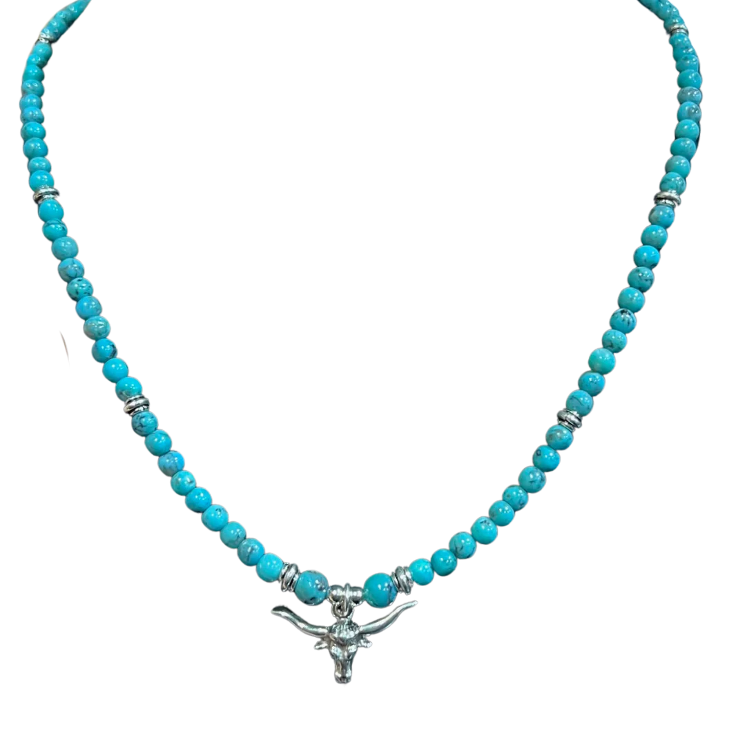 Paige Wallace Turquoise Longhorn Pendant Necklace 323E