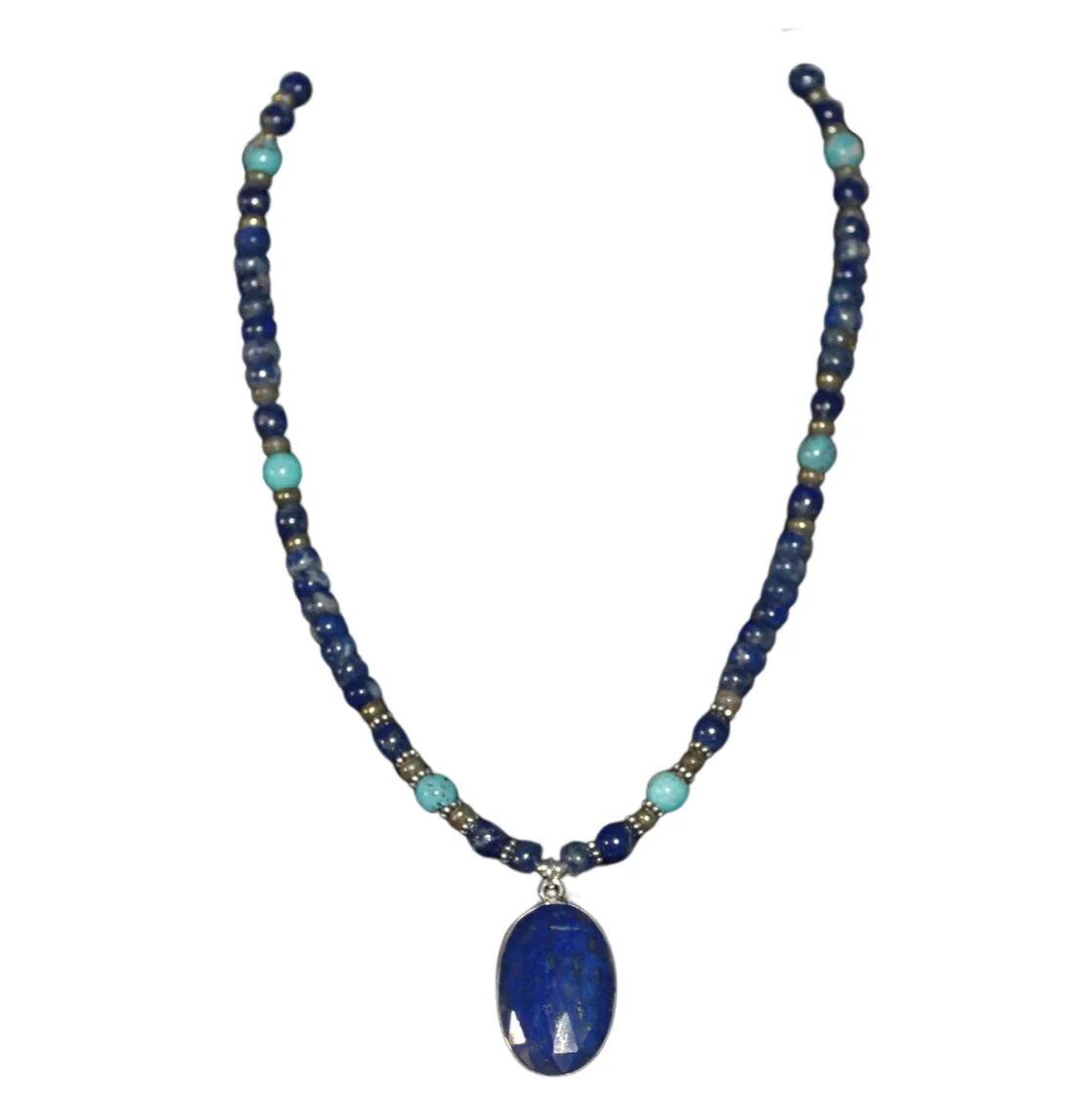 Paige Wallace Oval Lapis Necklace 341A