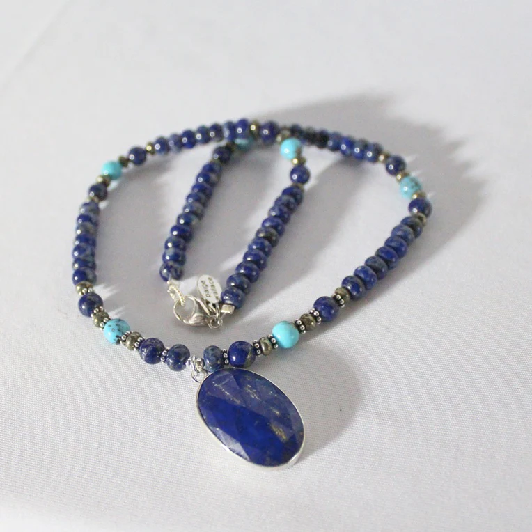 Paige Wallace Oval Lapis Necklace 341A - Image 2