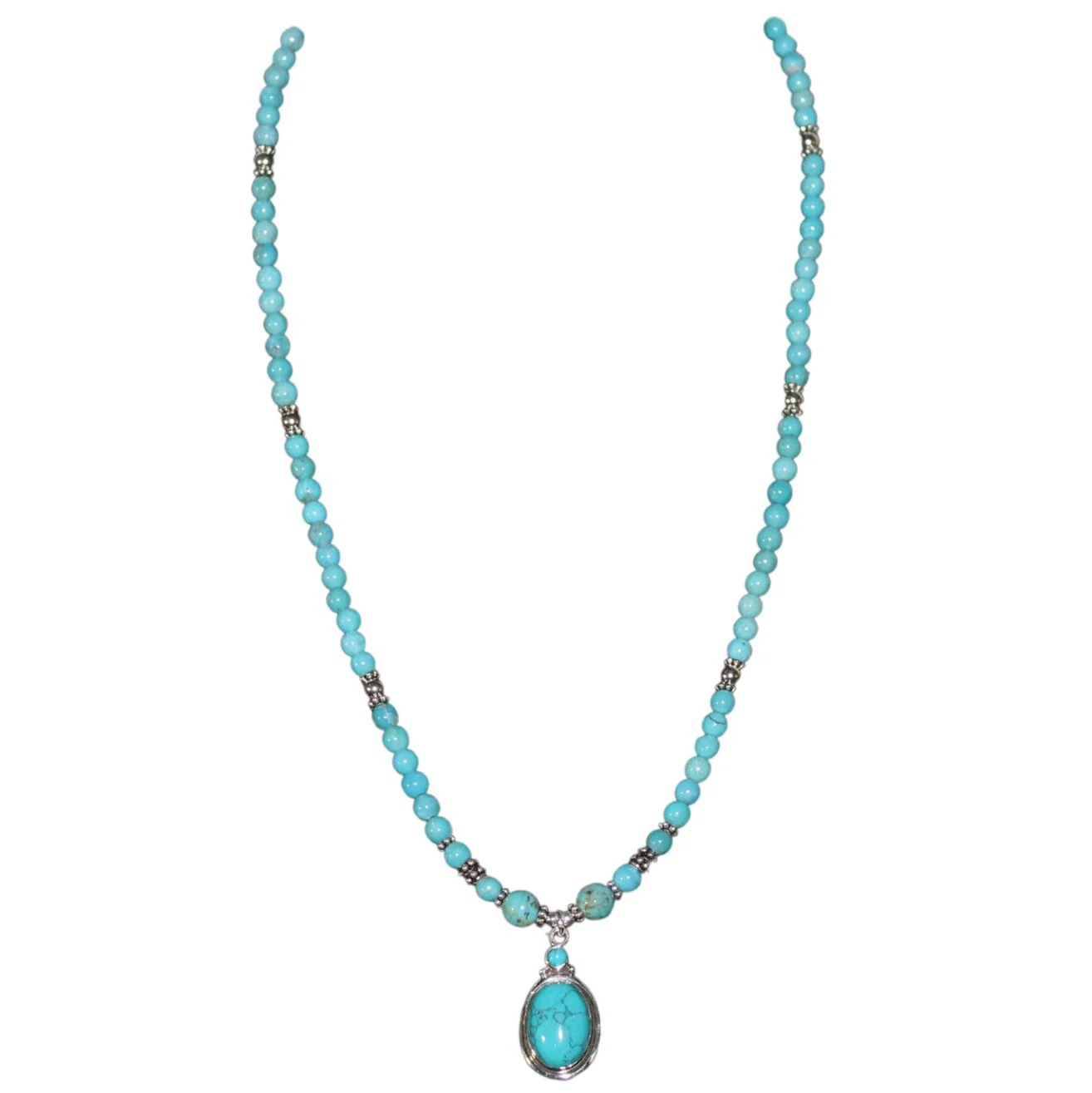 Paige Wallace Turquoise Oval Pendant Necklace 341C