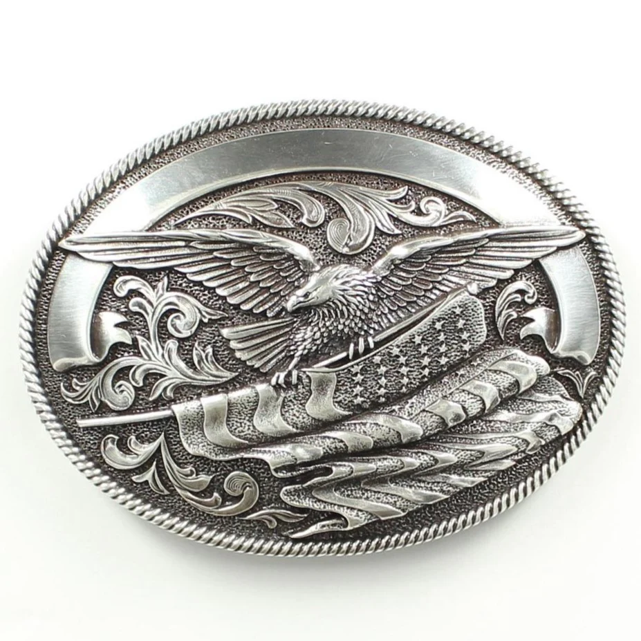 Nocona Flag and Eagle Buckle 37034