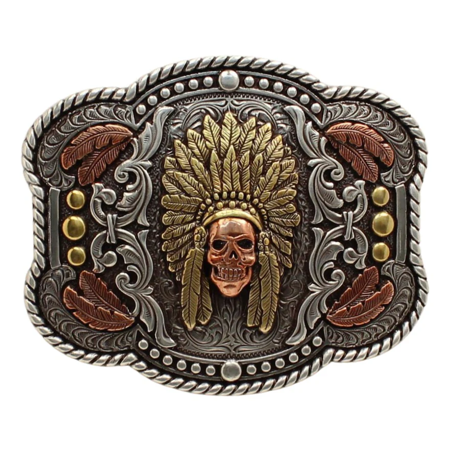 Nocona Feather Skull Chief Buckle 37600 - Image 2