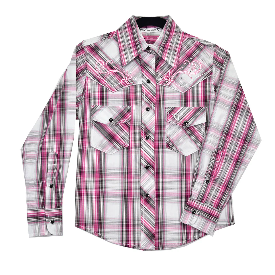 Cowboy Hardware Plaid Pink Girl's Top 425595-150-K