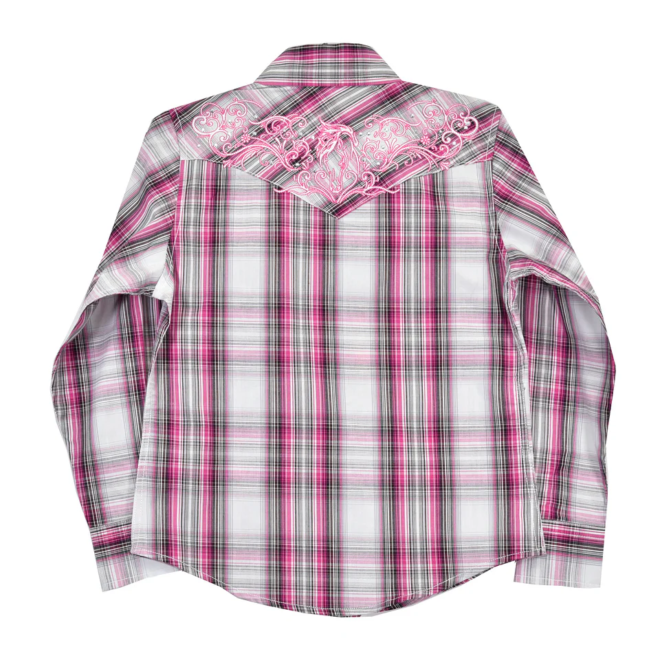 Cowboy Hardware Plaid Pink Girl's Top 425595-150-K - Image 2
