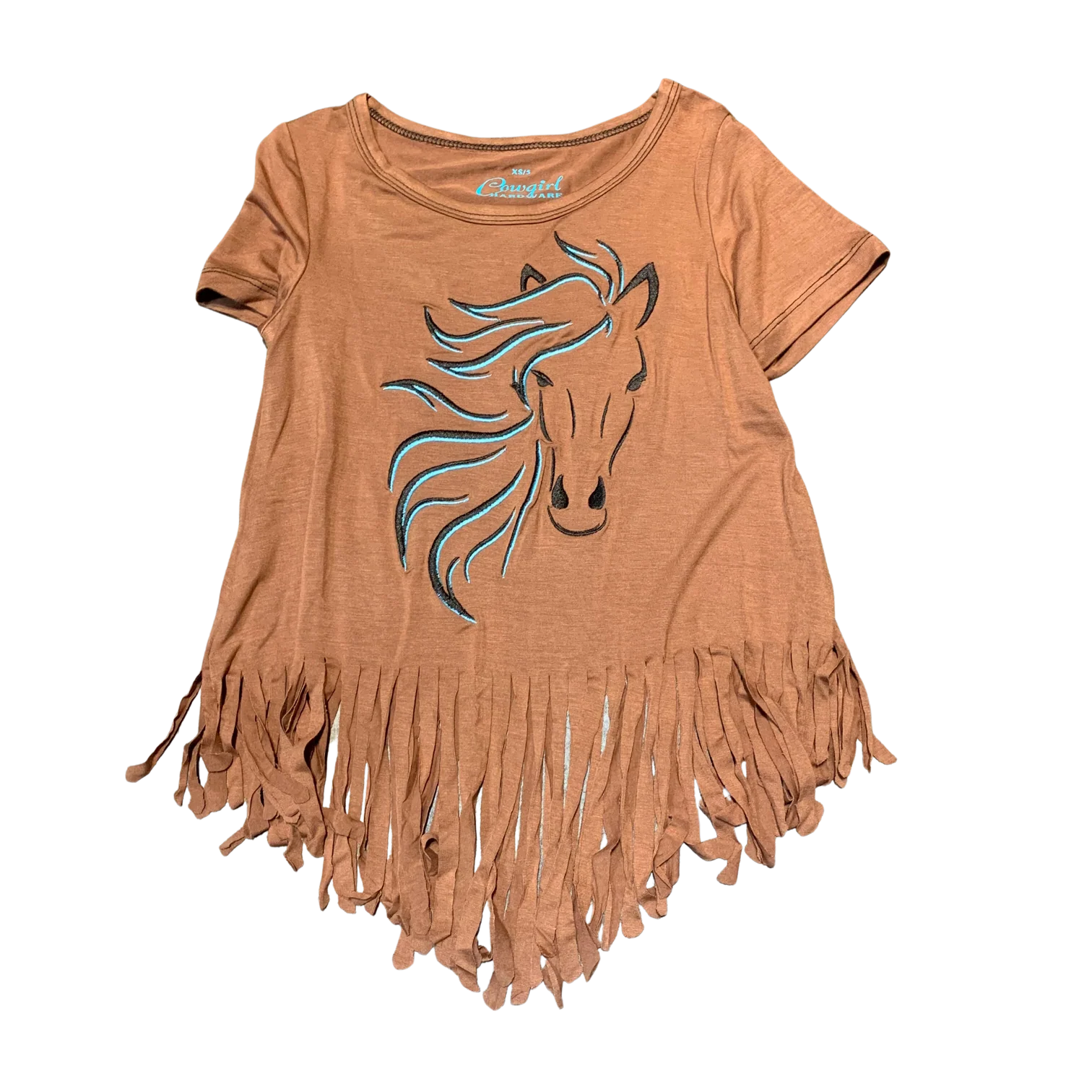 Cowgirl Hardware Blaze Horse Fringe Girl's Top 435822-670