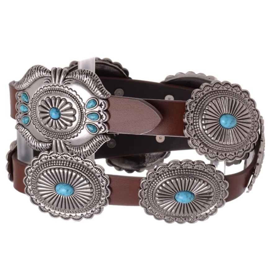 Kamberley Concho Turquoise Brown Belt 6072