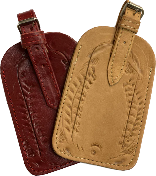 Leather Tooled Luggage Tag Natural 6945 - Image 2