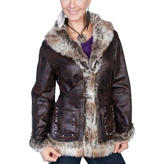 Scully Faux Fur Dark Brown Women's Jacket 8013