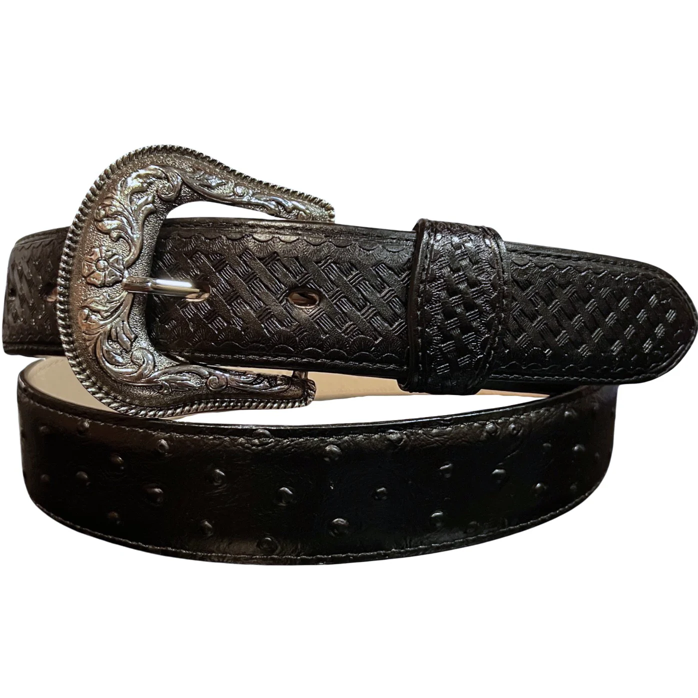 Jaac Arnold Ostrich Print Billet Black Belt 8216 - Image 3
