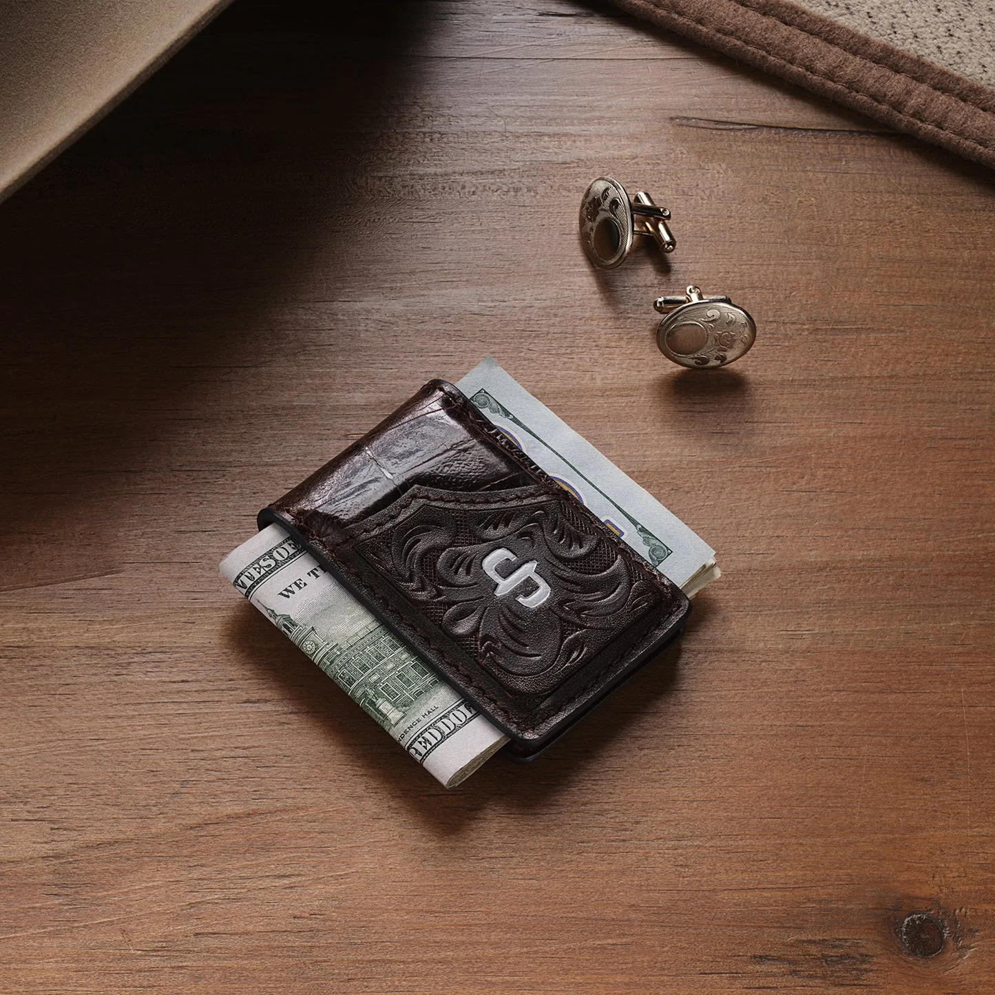 Stetson Hand-Tooled Croco Money Clip 9803004 - Image 3